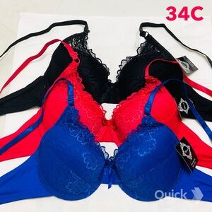 35C - NWT 3 pcs Floral Lace Contour Bras